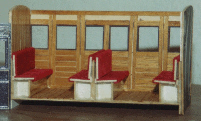 Photograph of coach seats and internal detail