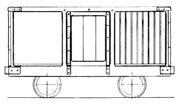 Drawing. Festiniog Railway sheep wagon. Drawn by Colin Binnie.