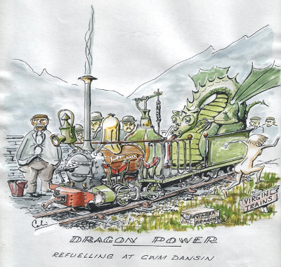 Droodle. Dragon powered narrow gauge locomotive by Colin Binnie