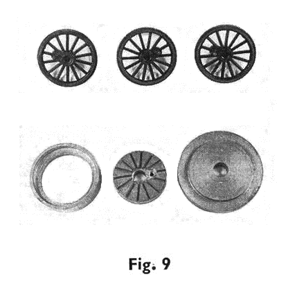 fig 9. wheels with cranks, top hat and ring assembly